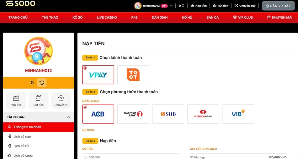 Hướng dẫn chi tiết cách nạp tiền 79sodo