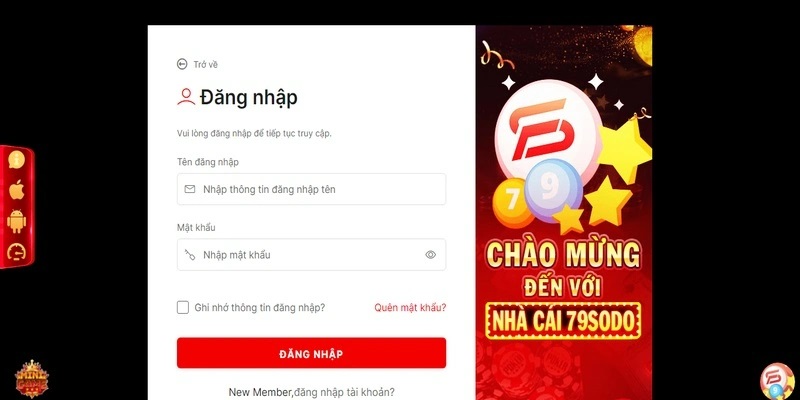 Các bước đăng nhập 79sodo