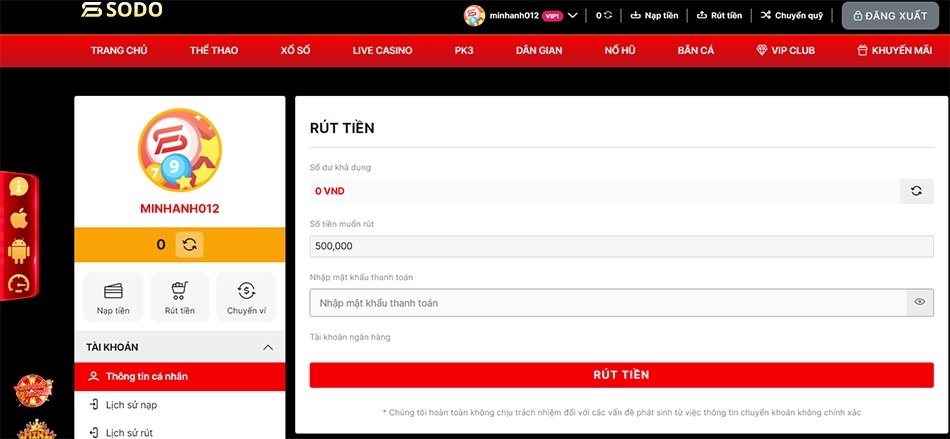 Điều kiện rút tiền tại 79sodo