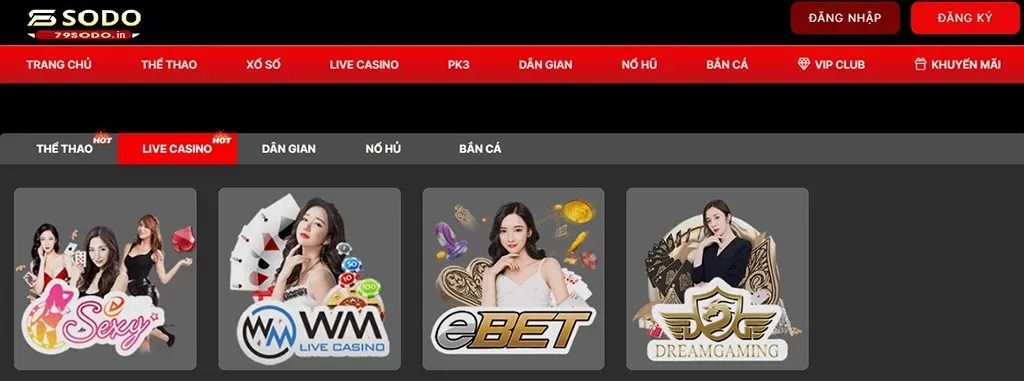 Live Casino đa dạng trò chơi tại 79sodo