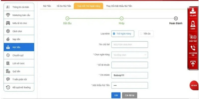 Các bước cơ bản để rút tiền 79sodo